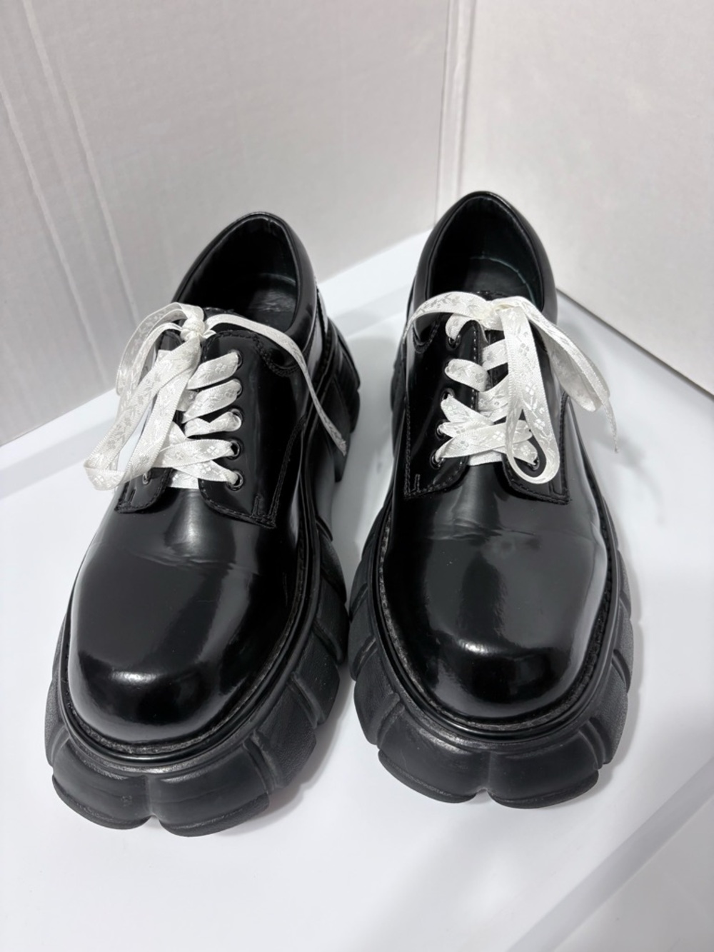 Jeffrey Campbell Black Barge Chunky Platform Oxford Shoes  Lace Up Punk Grunge 9 - Picture 4 of 16